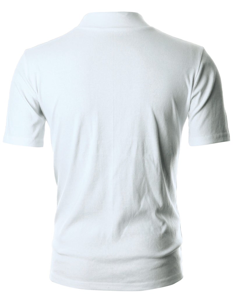 Ohoo Mens Short Sleeve Mock Turtleneck Basic Tops Lightweight Slim Fit Cotton Pullover Sweater / DCT105-WHITE-S - Image 3